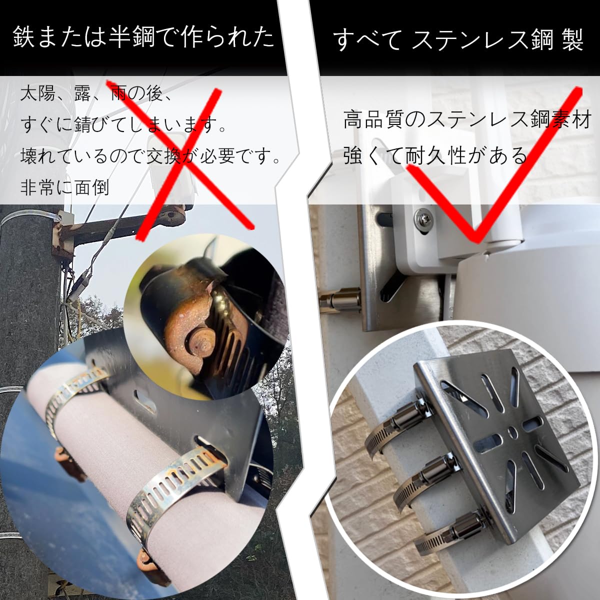 Amazon.co.jp: 取付金具 ポール カメラ ブラケット ステンレススチール